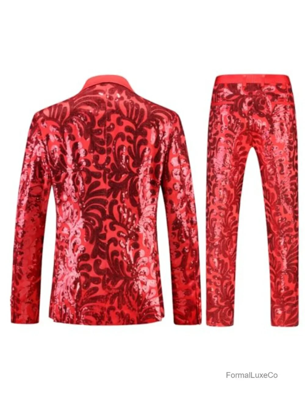 Men's Sequin Shiny 2 Piece Suit Set Classic Fit Party Prom Disco Club Tuxedo
